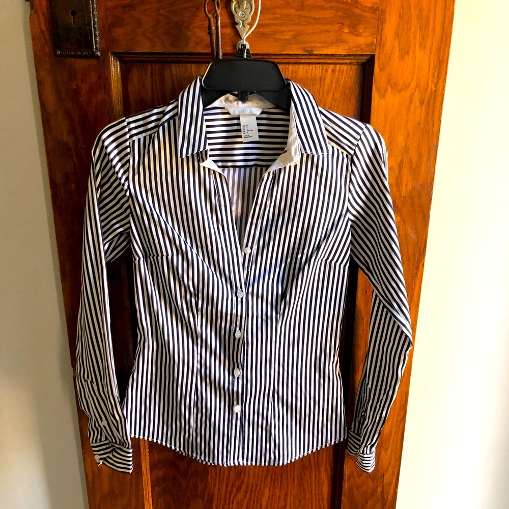 H&M Long Sleeve, Striped,  Fitted Blouse size 2